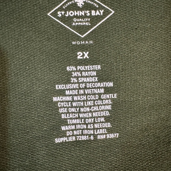 St. John's Bay Olive Green Open-Front Cardigan - Picture 2 of 5